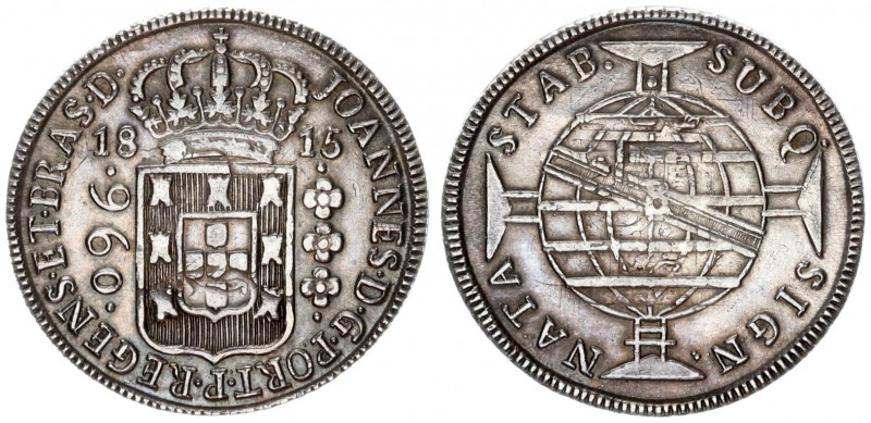 Brazil 960 Reis 1815 B John Prince Regent (1805-1818). Averse: Crowned arms deno...