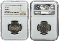Cameroon 100 Francs 1972(a) Essai. Averse: Three giant eland left. Reverse: Denomination within circle date below. Edge Description: Reeded. Nickel. K...