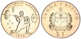 Samoa 1 Tala 1976. Averse: National arms. Reverse: Weight lifter. Copper-Nickel. KM 22. Coin in Original Box