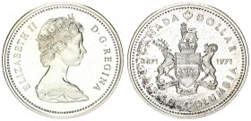 Canada 1 Dollar 1971 British Columbia. 1871-1971. Averse: Young bust right. Reverse: Crowned arms with supporters divide dates maple at top divides de...