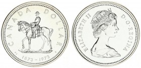 Canada 1 Dollar 1973 (1873-1973). Averse: Young bust right. Reverse: Mountie left dates below denomination at right. Silver. KM 83