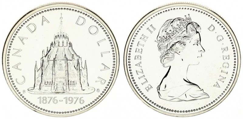 Canada 1 Dollar 1976 (1876-1976). Averse: Young bust right. Reverse: Library bui...