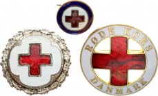 Denmark Badge 1980 RED CROSS DENMARK RODE KORS DANMARK ENAMEL BADGE Lot of 3 Badges