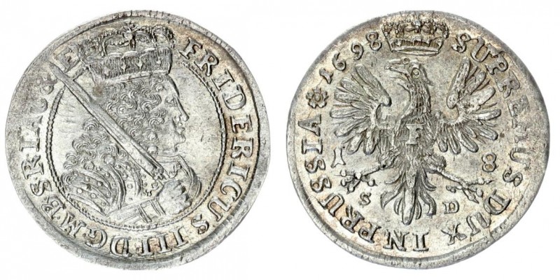 Germany Brandenburg Prussia 1 Ort 1698 SD. Konigsberg. Frederick I (1688-1713). ...