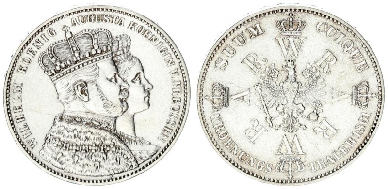 Germany Prussia 1 Thaler 1861 A Coronation of Wilhelm and Augusta. Wilhelm I(186...