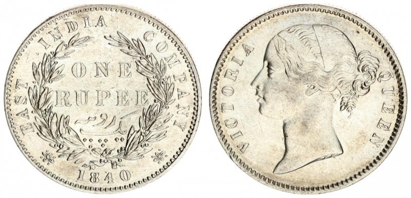 Great Britain India 1 Rupee 1840 Victoria(1837-1901) Averse: Head left. Averse L...