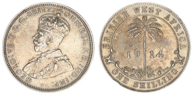 Great Britain British West Africa 1 Shilling 1914 George V(1910-1936). Averse: B...