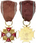 Poland 1 Medal (1923). Poland Cross of Merit 'PRL'. 1st Class Gold Gilt. Nice shape. great enamel. Ribbon solid. Based on inscription in centre. from ...