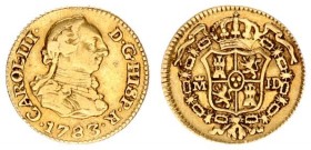 Spain 1/2 Escudo 1783 JD Charles III(1759-1788). Averse: Older bust right. Averse Legend: CAROLUS III • D • G • HISP • R •. Reverse: Crowned arms in c...