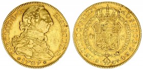 Spain 4 Escudos 1787. Carlos III. Obv: Bust to right. Rev: Crowned arms in collar of The Golden Fleece. Gold. 13.40gr. KM# 418a; Cal# 311