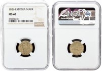 Estonia 1 Mark 1926 Averse: National arms within wreath. Reverse: Denomination. Nickel-Bronze. KM 5. NGC MS 63