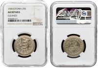 Estonia 25 Senti 1928 Averse: National arms wreath surrounds. Reverse: Denomination above date. Nickel-Bronze. KM 9. NGC AU DETAILS