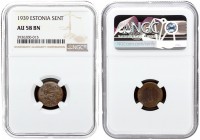 Estonia 1 Sent 1939 Averse: Three leopards left above date. Reverse: Denomination. Edge Description: Plain. Bronze. KM 19.1. NGC AU 58 BN