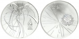 Estonia 12 Euro 2012 London Olympics Averse: National arms. Reverse: Ribbons Olympic rings and flame. Silver. KM 72. In original box with certificate ...