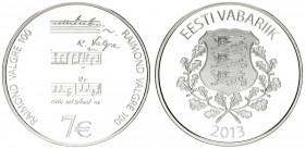 Estonia 7 Euro 2013 Raymond Valgre. Averse: National arms. Reverse: Musical notes and Valgre signature. Silver. KM 73 In original box with certificate...
