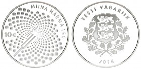 Estonia 10 Euro 2014 Miina Hermann 150th Anniversary of Birth. Silver. KM 75. In original box with certificate of Authenticity