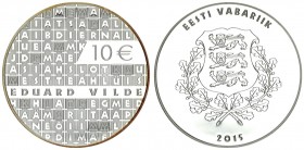 Estonia 10 Euro 2015 150th birthday of Eduard Vilde. Silver. In original box with certificate of Authenticity