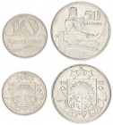 Latvia 50 Santimu 1922 Averse: National arms above ribbon divides date. Reverse: Value to right of standing figure. Edge Description: Plain. Nickel. K...
