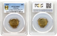 Lithuania 10 Centų 1925 Averse: National arms. Reverse: Value to right of sagging grain ears. Edge Description: Plain. Aluminum-Bronze. KM 73. PCGS SP...
