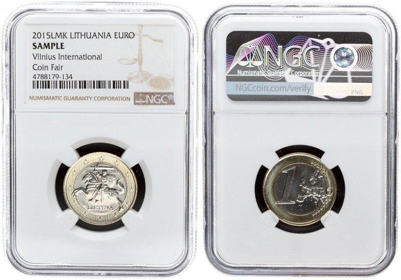 Lithuania 1 Euro 2015. Averse: Vytis left. Reverse: Relief map of Western Europe...