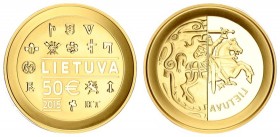 Lithuania 50 euro 2015 The coin is dedicated to the minting of coins in the Grand Duchy of Lithuania. 2015 For minting GDL Lithuania gold coin. Averse...
