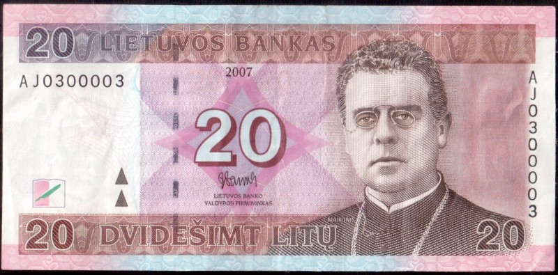 Lithuania Banknote 20 Litu 2007 Lithuanian MAIRONIS P.69