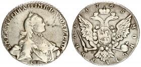 Russia 1 Rouble 1765 СПБ ЯI St. Petersburg. Averse: Crowned bust right. Reverse: Crown above crowned double-headed eagle shield on breast. Silver. Edg...