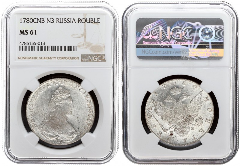 Russia 1 Rouble 1780 СПБ ИЗ St. Petersburg. Catherine II (1762-1796). Averse: Ol...