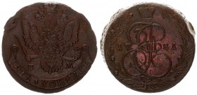 Russia 5 Kopecks 1781 ЕМ Ekaterinburg. Catherine II (1762-1796). Averse: Crowned monogram divides date within wreath. Reverse: Crowned double-headed e...