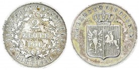 Russia 2 Zlote 1831 KG "Polish uprising". Nicholas I (1826-1855). Averse: Crowned shield. Reverse: Value within wreath date below. Silver. Edge ribbed...