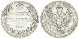 Russia 1 Poltina 1846 MW Warsaw mint. Nicholas I (1826-1855). Averse: Crowned double imperial eagle. Reverse: Crown above value and date within wreath...