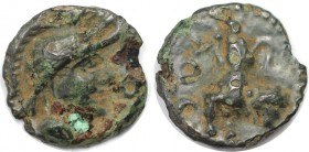 Potin 52 v. Chr 
Keltische Münzen, GALLIA. SEQUANI. Potin vor 52 v. Chr., 2.17 g. 15.5 mm. Castelin, S.80 №725ff. Schön-sehr schön