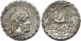 AR Denar 83-82 v. Chr. 
Römische Münzen, MÜNZEN DER RÖMISCHEN REPUBLIK - Q. Antonius Balbus - AR Denar 83-82 v. Chr., Kopf des Jupiter / Victoria in ...