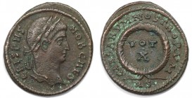 Follis 321 n. Chr 
Römische Münzen, MÜNZEN DER RÖMISCHEN KAISERZEIT. Crispus, Caesar 317-326 n. Chr. Follis (Roma) 321 n. Chr., Vs: ICRISPVSNOBCAES R...