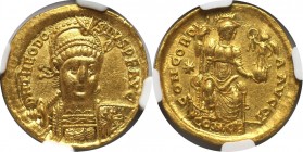 AV Solidus 402-450 n. Chr 
Römische Münzen, MÜNZEN DER RÖMISCHEN KAISERZEIT. Theodosius II., Oströmischer Kaiser (402-450 n. Chr.). AV Solidus (4,26 ...