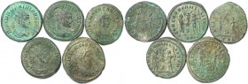 Lot von 5 Münzen 283 - 305 n. Chr 
Römische Münzen, Lots und Sammlungen römischer Münzen. MÜNZEN DER RÖMISCHEN KAISERZEIT. Carinus (283-285 n. Chr.) ...