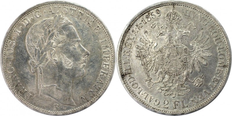 2 Florin (2 Gulden) 1859 B
RDR – Habsburg – Österreich, RÖMISCH-DEUTSCHES REICH...