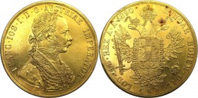 4 Dukaten 1890 
RDR – Habsburg – Österreich, KAISERREICH ÖSTERREICH. Franz Joseph I. (1848-1916). 4 Dukaten 1890, Wien, Gold. Fr: 487, Herinek: 45, J...