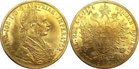 4 Dukaten 1904 
RDR – Habsburg – Österreich, KAISERREICH ÖSTERREICH. Franz Joseph I. (1848-1916). 4 Dukaten 1904, Wien, Gold. Fr: 487, Herinek: 59, J...