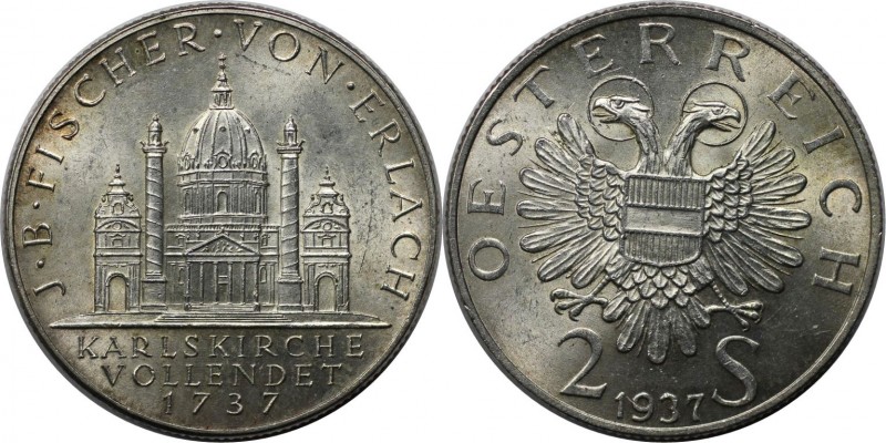 2 Schilling 1937 
RDR – Habsburg – Österreich, REPUBLIK ÖSTERREICH. Fertigstell...