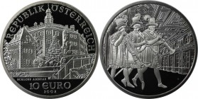 10 Euro 2002 
RDR – Habsburg – Österreich, REPUBLIK ÖSTERREICH. Schloss Ambras. 10 Euro 2002, Silber. KM 3096. Polierte Platte
