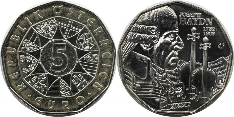 5 Euro 2009 
RDR – Habsburg – Österreich, REPUBLIK ÖSTERREICH. Joseph Haydn. 5 ...