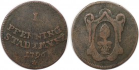 1 Pfennig 1796 
Altdeutsche Münzen und Medaillen, AUGSBURG. Reichsstadt. 1 Pfennig 1796, Kupfer. KM 189. Sehr Schön