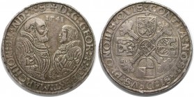 Taler 1541 
Altdeutsche Münzen und Medaillen, BRANDENBURG IN FRANKEN. Georg und Albrecht (1527-1543). Taler 1541, Schwabach, Silber. Sehr schön-vorzü...