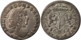 6 Gröscher 1682 HS
Altdeutsche Münzen und Medaillen, BRANDENBURG IN PREUSSEN. Friedrich Wilhellm (1640-1688). 6 Gröscher 1682 HS, Silber. Sehr schön...