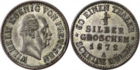1/2 Silbergroschen 1872 A
Altdeutsche Münzen und Medaillen, BRANDENBURG IN PREUSSEN. Wilhelm I. (1861-1888). 1/2 Silbergroschen 1872 A, Silber. Jaege...