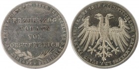 Gedenkdoppelgulden 1848 
Altdeutsche Münzen und Medaillen, FRANKFURT - STADT. Erzherzog Johann von Österreich. Gedenkdoppelgulden 1848. Silber. J.46,...