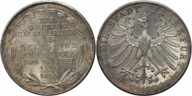 Gedenkdoppelgulden 1855 
Altdeutsche Münzen und Medaillen, FRANKFURT - STADT. Religionsfrieden. Gedenkdoppelgulden 1855, Silber. Jaeger 49, Thun 138,...