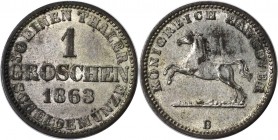 1 Groschen 1863 B
Altdeutsche Münzen und Medaillen, HANNOVER. Georg V. (1851-1866). 1 Groschen 1863 B, Silber. KM 236. Vorzüglich-Stempelglanz