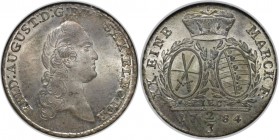 2/3 Taler 1784 IEC
Altdeutsche Münzen und Medaillen, SACHSEN. Friedrich August III. 2/3 Taler 1784 IEC, Silber. KM 991. NGC MS-66